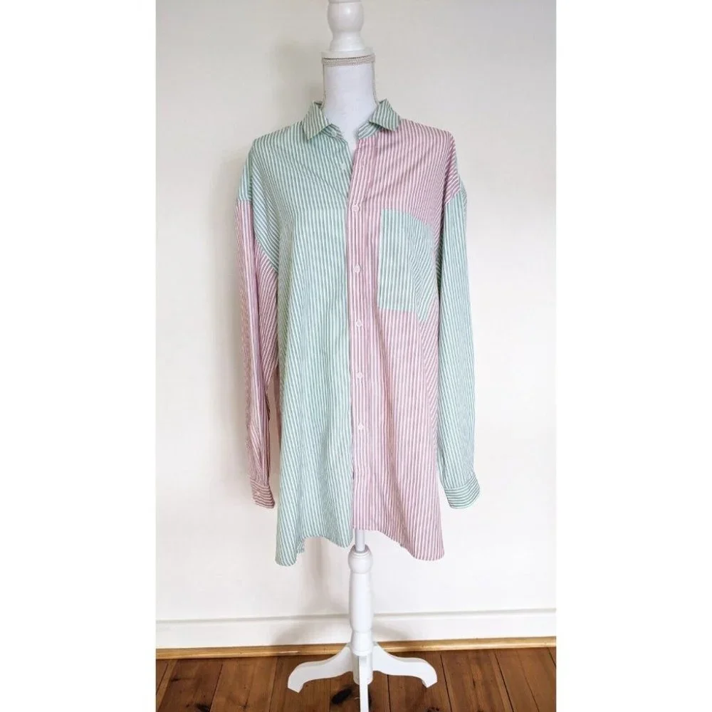 BNWT Blanca Benny Shirt Lime Pink Size M-L Long Sleeve - Picture 2 of 10